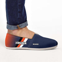 Load image into Gallery viewer, Designs by MyUtopia Shout Out:Wahoo Virginia Cavaliers Basketball Fans Casual Canvas Slip on Shoes Women&#39;s Flats,Ladies US6 (EU36) / Navy Blue / Orange,Slip on Flats
