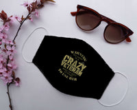 Load image into Gallery viewer, Designs by MyUtopia Shout Out:Warning: Mom Is A Crazy Veteran Adult Fabric Face Mask with Ear Loops
