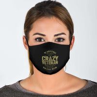 Load image into Gallery viewer, Designs by MyUtopia Shout Out:Warning: Mom Is A Crazy Veteran Adult Fabric Face Mask with Ear Loops
