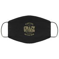 Load image into Gallery viewer, Designs by MyUtopia Shout Out:Warning: Mom Is A Crazy Veteran Adult Fabric Face Mask with Ear Loops,3 Layer Fabric Face Mask / Black / Adult,Fabric Face Mask
