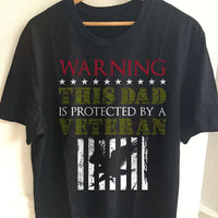 Load image into Gallery viewer, Designs by MyUtopia Shout Out:Warning This Dad Is Protected By A Veteran Unisex Cotton Short Sleeve T-Shirt,S / Black,Adult Unisex T-Shirt
