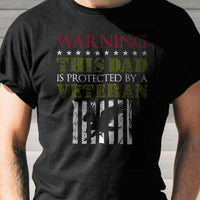 Load image into Gallery viewer, Designs by MyUtopia Shout Out:Warning This Dad Is Protected By A Veteran Unisex Cotton Short Sleeve T-Shirt
