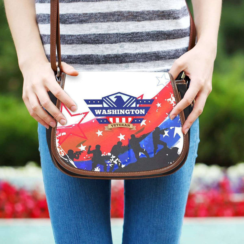 Designs by MyUtopia Shout Out:Washington Veteran Canvas Saddlebag Style Crossbody Purse