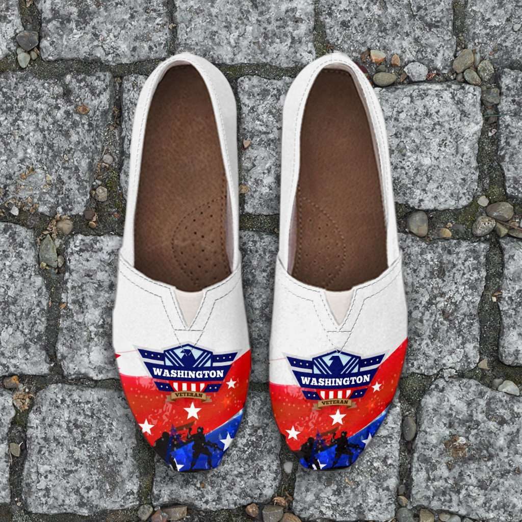 Designs by MyUtopia Shout Out:Washington Veteran Casual Canvas Slip on Shoes Women's Flats