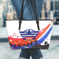 Load image into Gallery viewer, Designs by MyUtopia Shout Out:Washington Veteran Faux Leather Totebag Purse,Large (11 x 17 x 6) / White/Red/Blue,tote bag purse

