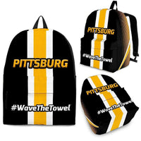 Load image into Gallery viewer, Designs by MyUtopia Shout Out:#WaveTheTowel Pittsburgh Backpack
