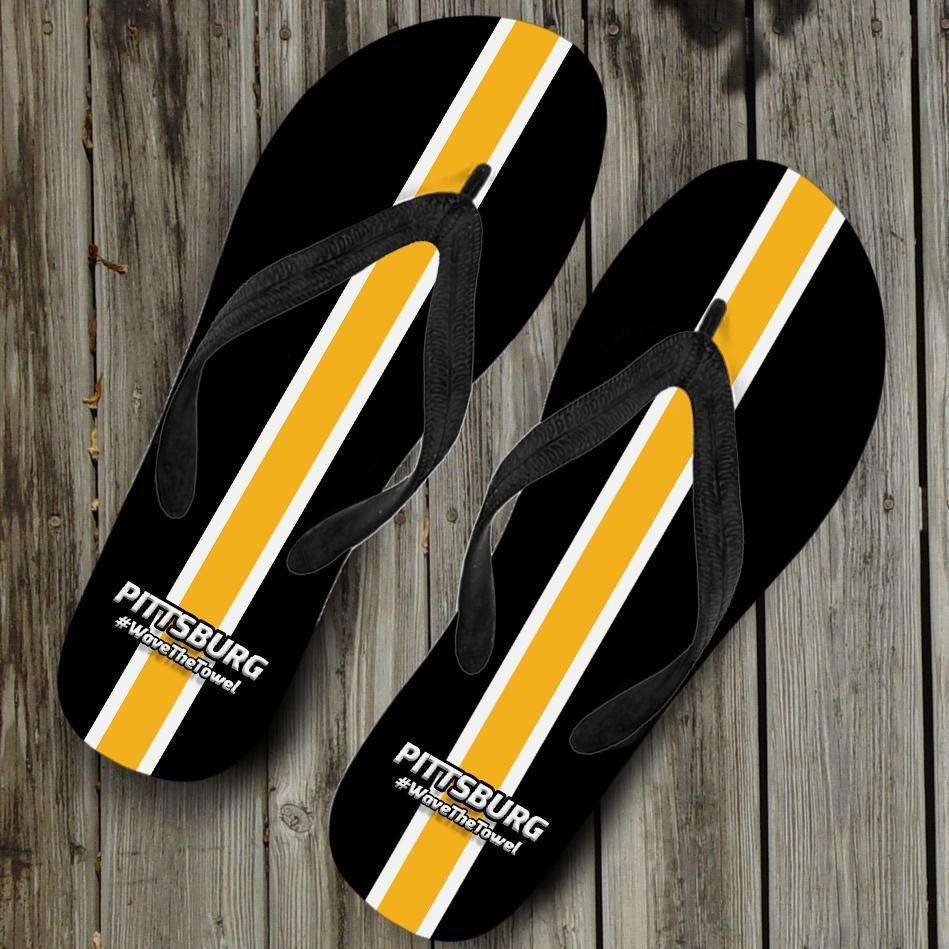 Designs by MyUtopia Shout Out:#WaveTheTowel Pittsburgh Flip Flops