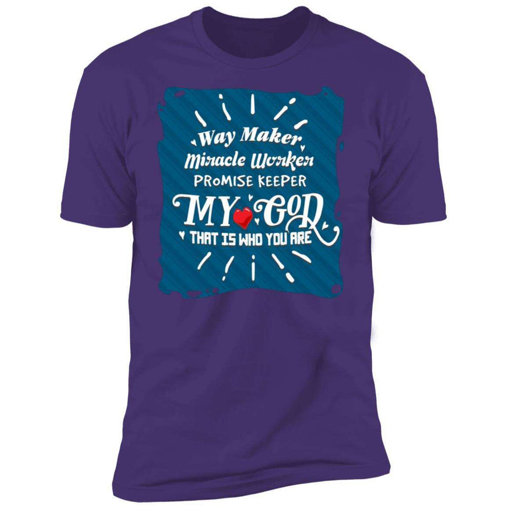 Designs by MyUtopia Shout Out:Way Maker My God Premium Short Sleeve T-Shirt Purple,Purple Rush/ / X-Small,Adult Unisex T-Shirt