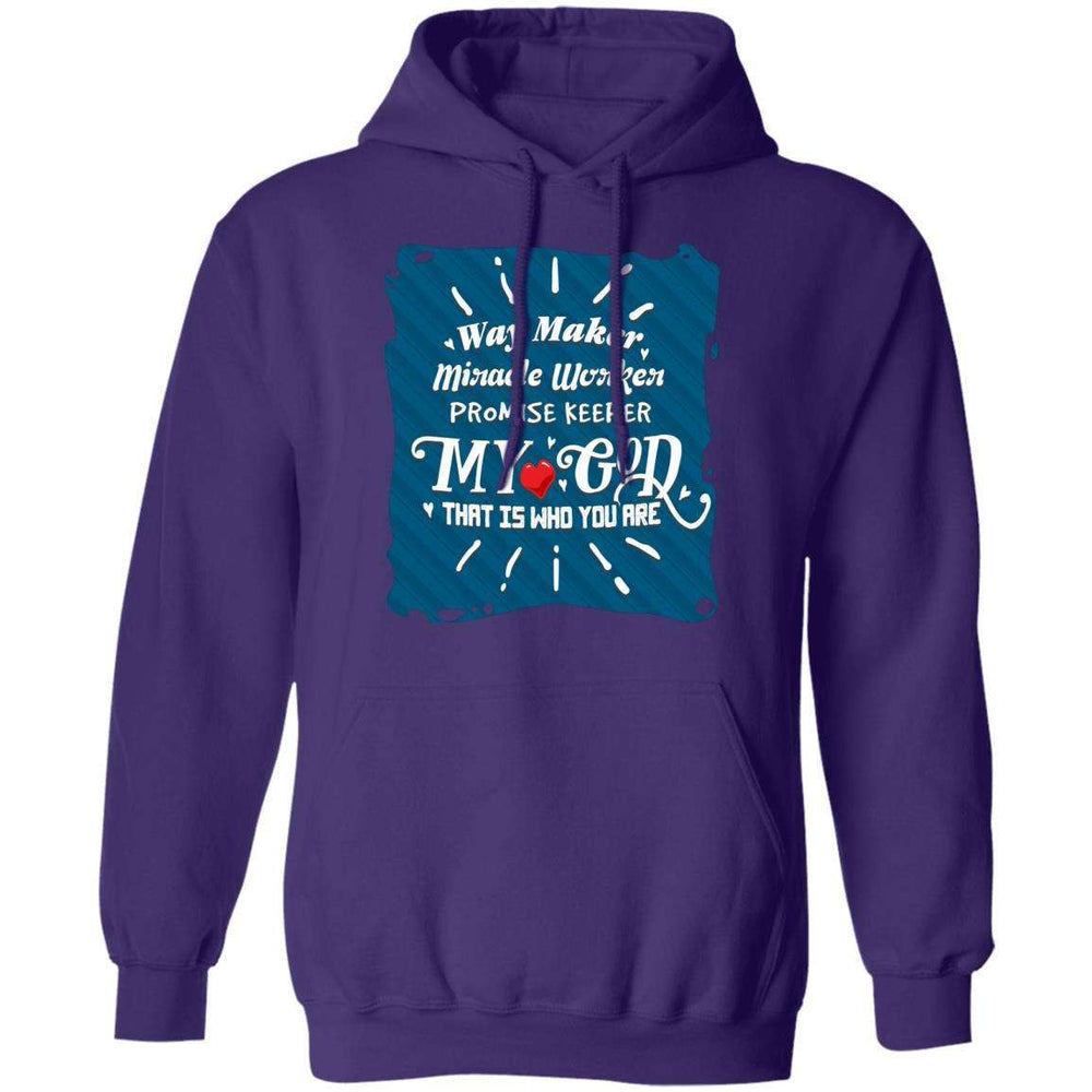 Designs by MyUtopia Shout Out:Way Maker My God Pullover Hooded Sweatshrt - Purple,Purple / S,Pullover Hoodie