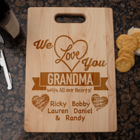 Load image into Gallery viewer, Designs by MyUtopia Shout Out:We Love You With All Our Hearts Personalized With Names Engraved Maple Cutting Board,🌟  Best Value 9 3/4″ X 13.5″,Cutting Board
