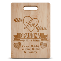 Load image into Gallery viewer, Designs by MyUtopia Shout Out:We Love You With All Our Hearts Personalized With Names Engraved Maple Cutting Board
