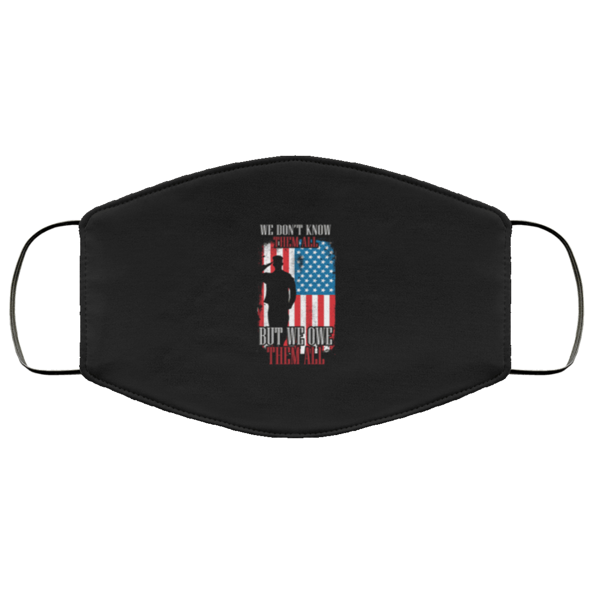 Designs by MyUtopia Shout Out:We Owe Them All Armed Forces US Flag Adult Fabric Face Mask with Elastic Ear Loops,3 Layer Fabric Face Mask / Black / Adult,Fabric Face Mask