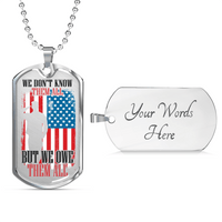 Load image into Gallery viewer, Designs by MyUtopia Shout Out:We Owe Them All Personalized Engravable Keepsake Dog Tag,Silver / Yes,Dog Tag Necklace
