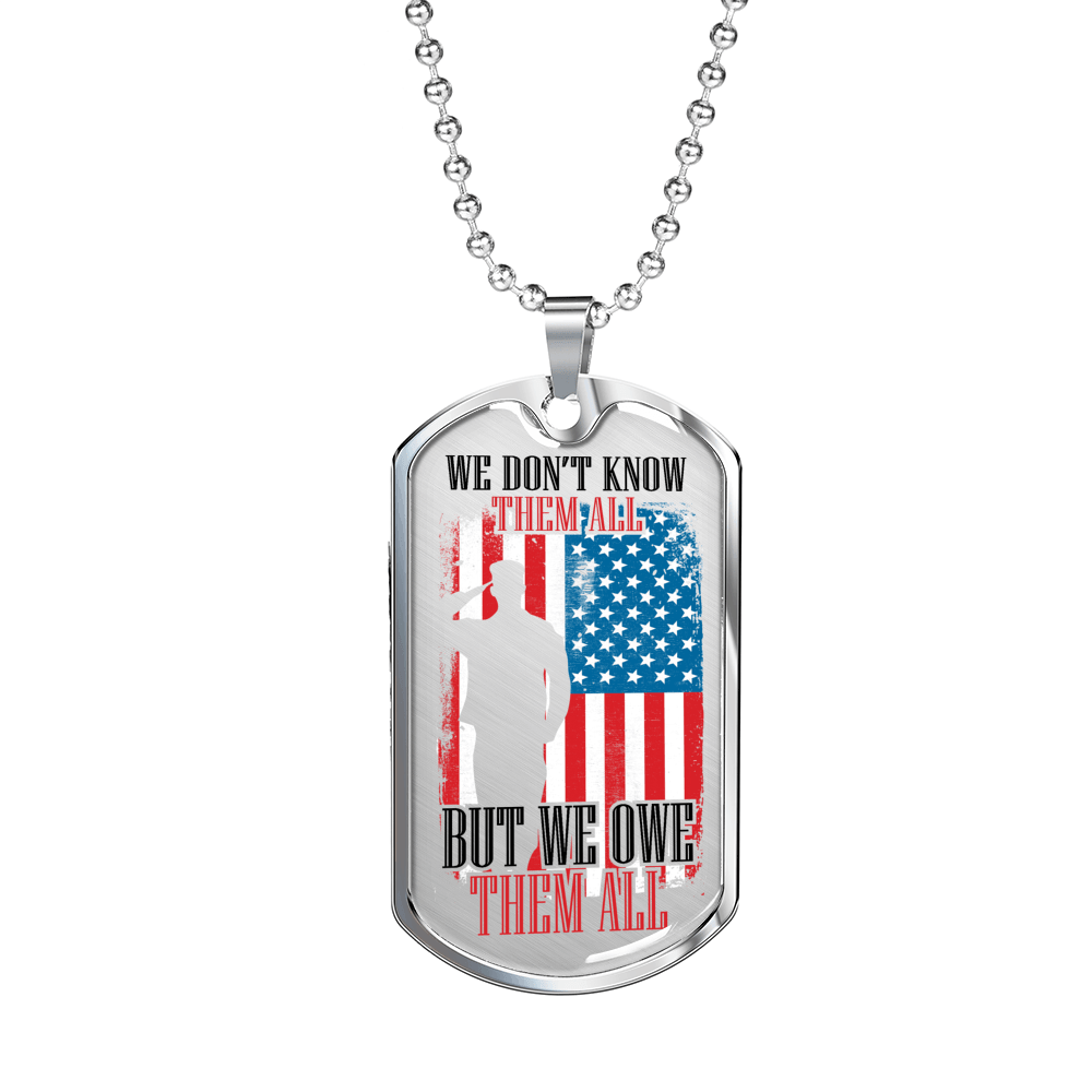 Designs by MyUtopia Shout Out:We Owe Them All Personalized Engravable Keepsake Dog Tag,Silver / No,Dog Tag Necklace