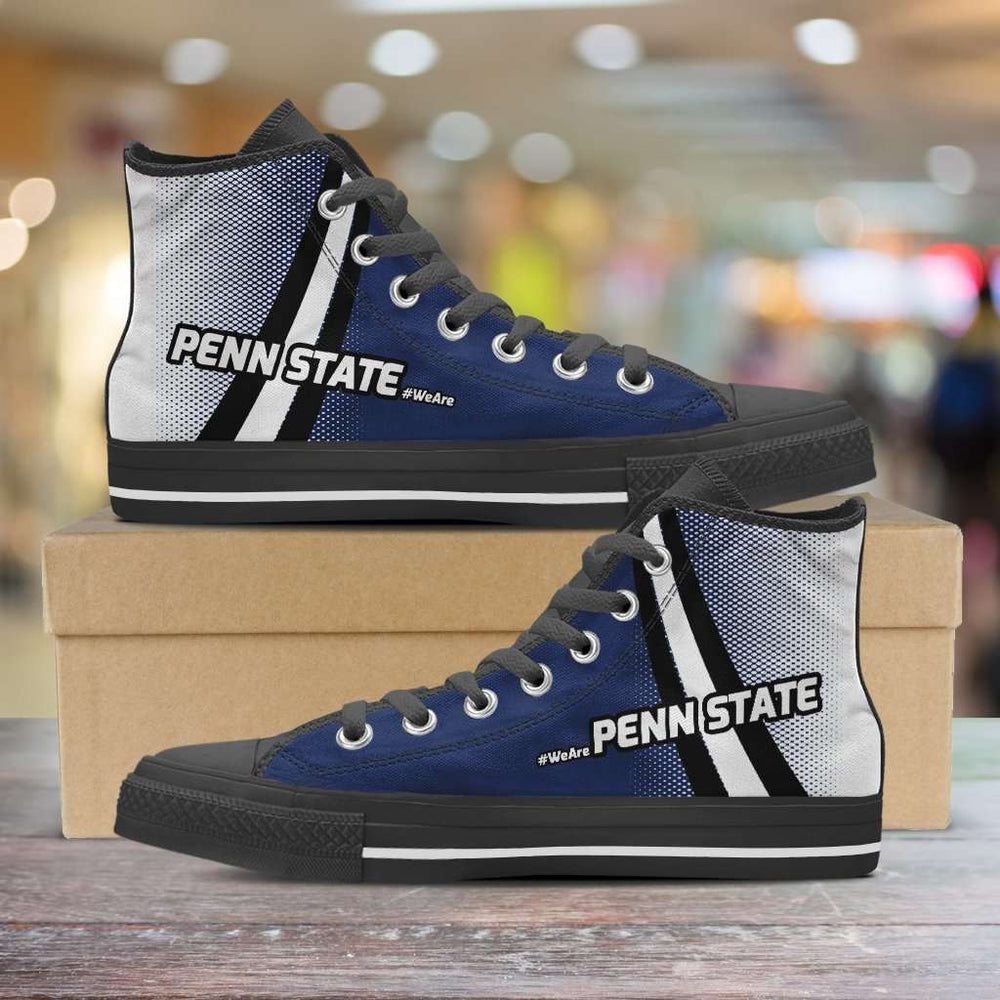 Designs by MyUtopia Shout Out:#WeAre Penn State Canvas High Top Shoes,Men's / Mens US 5 (EU38) / Blue/White/Black,High Top Sneakers
