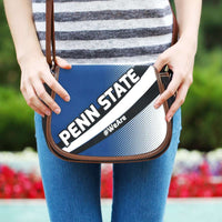Load image into Gallery viewer, Designs by MyUtopia Shout Out:#WeAre Penn State Fan Canvas Saddlebag Style Crossbody Purse
