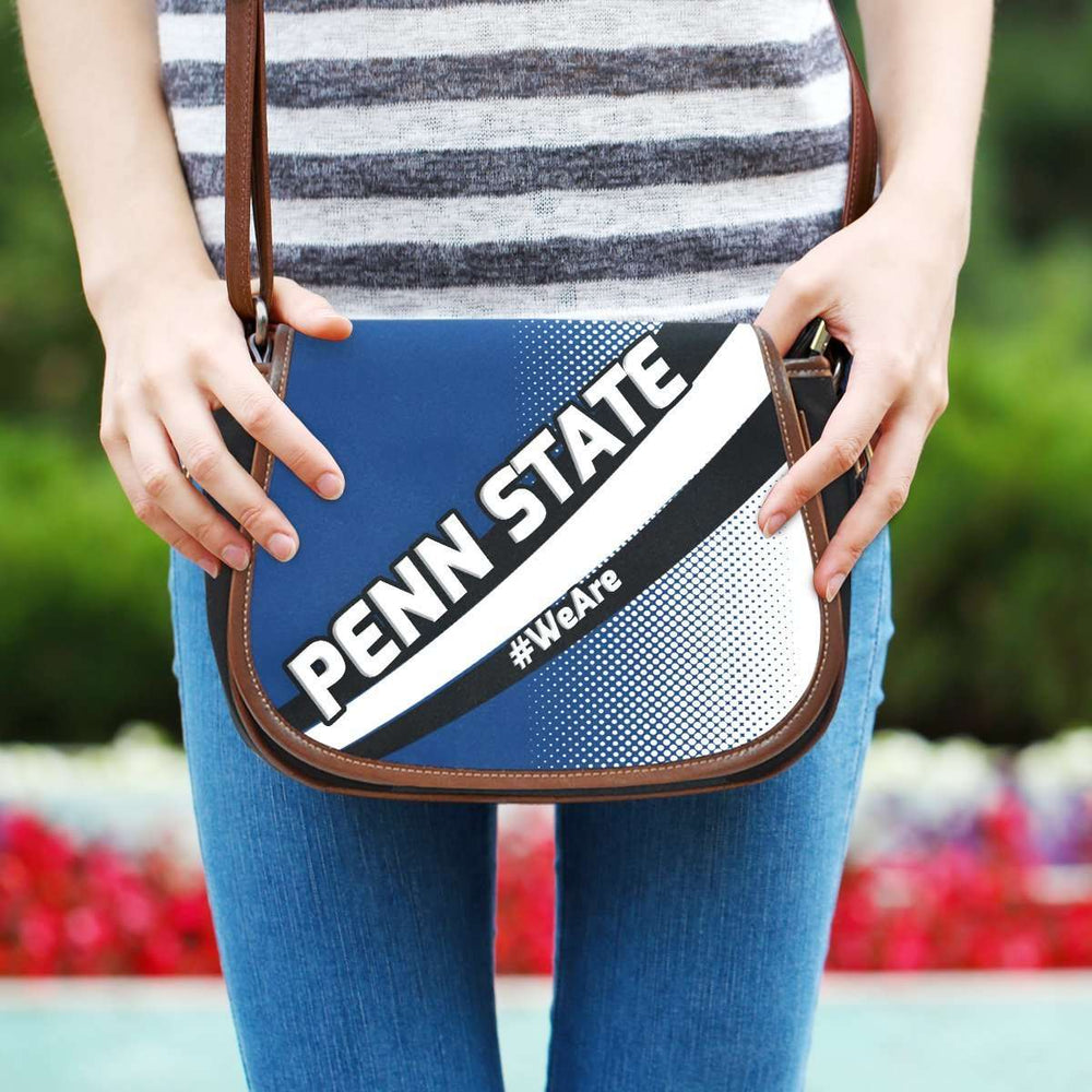 Designs by MyUtopia Shout Out:#WeAre Penn State Fan Canvas Saddlebag Style Crossbody Purse