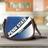Load image into Gallery viewer, Designs by MyUtopia Shout Out:#WeAre Penn State Fan Canvas Saddlebag Style Crossbody Purse
