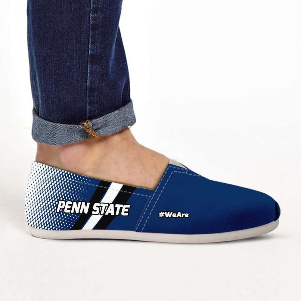 Designs by MyUtopia Shout Out:#WeAre Penn State Fan Casual Canvas Slip on Shoes Women's Flats,US6 (EU36) / Blue/White/Black,Slip on Flats