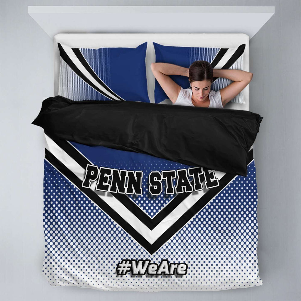 Designs by MyUtopia Shout Out:#WeAre Penn State Fan Duvet Cover and Pillowcases,Queen/Full (88 X 88 inches) / Blue/White/Black,Bedding Set