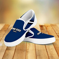 Load image into Gallery viewer, Designs by MyUtopia Shout Out:#WeAre Penn State Fan Slip-on Shoes,Men&#39;s / Mens US8 (EU40) / Blue/White/Black,
