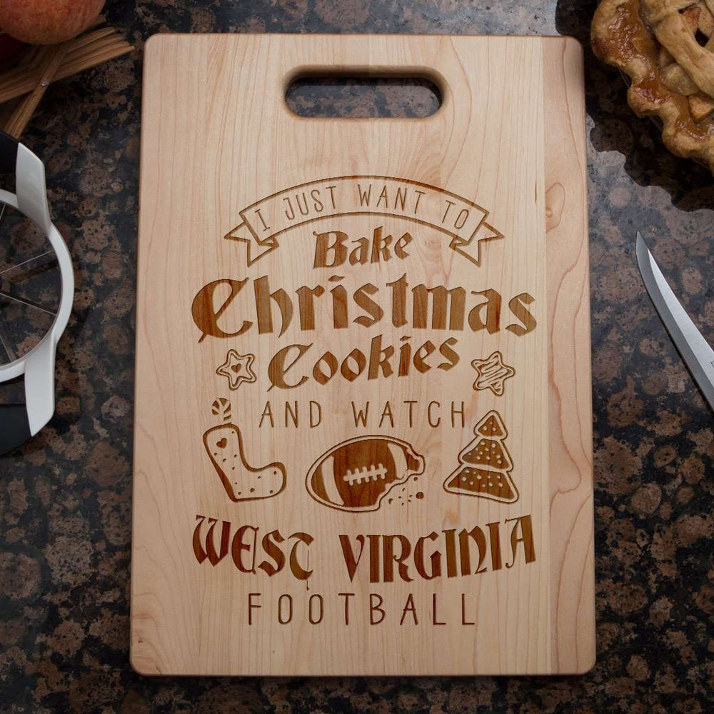 Designs by MyUtopia Shout Out:West Virginia Football and Christmas Cookies Engraved Maple Cutting Board,6″ X 9″ / Maple,Cutting Board