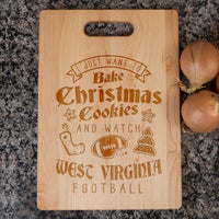 Load image into Gallery viewer, Designs by MyUtopia Shout Out:West Virginia Football and Christmas Cookies Engraved Maple Cutting Board
