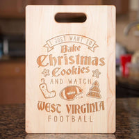 Load image into Gallery viewer, Designs by MyUtopia Shout Out:West Virginia Football and Christmas Cookies Engraved Maple Cutting Board
