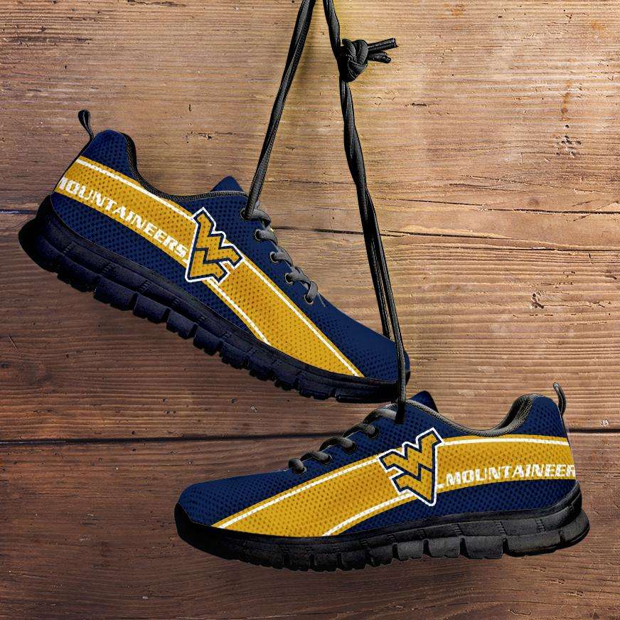 Designs by MyUtopia Shout Out:West Virginia Mountaineers Fan Art Running Shoes,Child 11 (EU28) / Blue/Gold,Running Shoes
