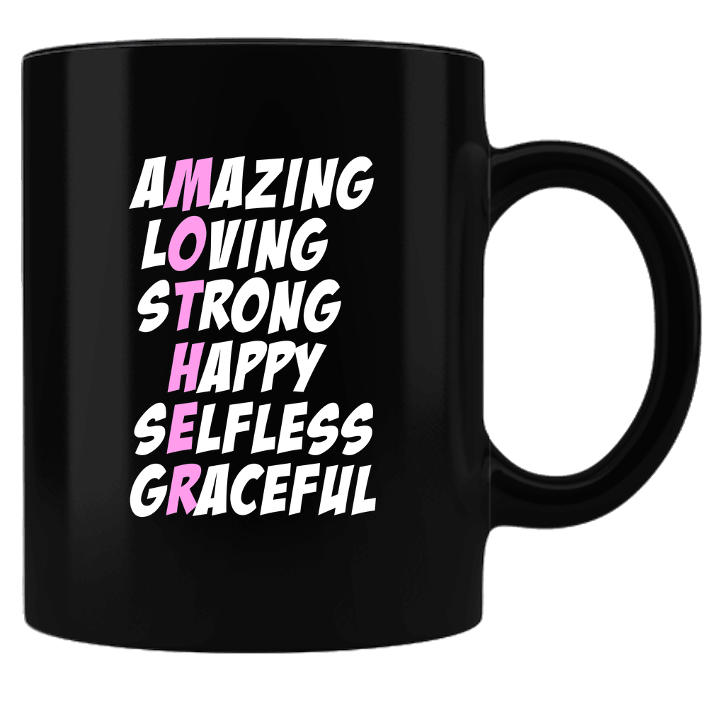 Designs by MyUtopia Shout Out:What Mother Stands For Black Coffee Mug,Black,Ceramic Coffee Mug