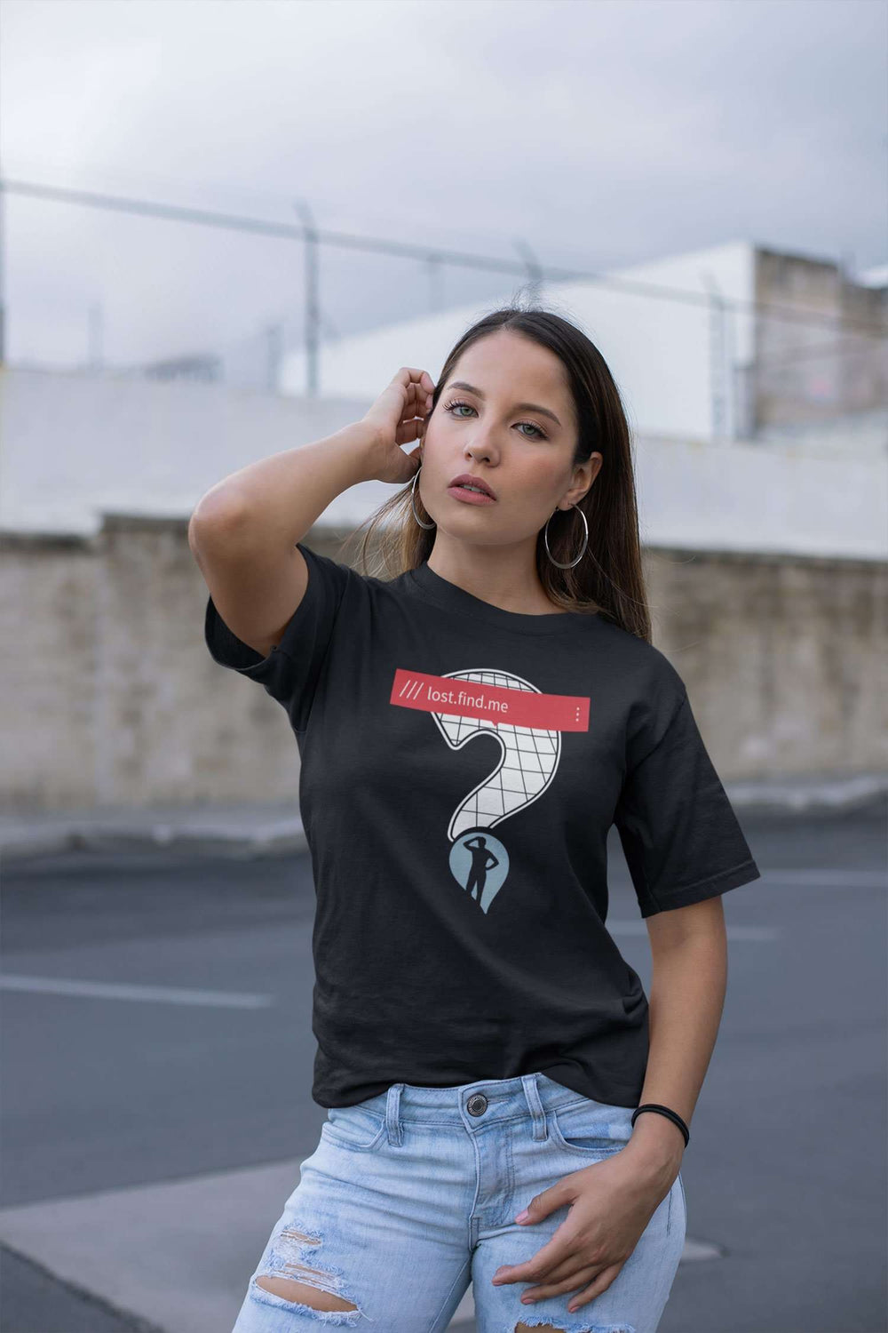 Designs by MyUtopia Shout Out:What3Words App Lost Find Me Cotton Unisex T-Shirt