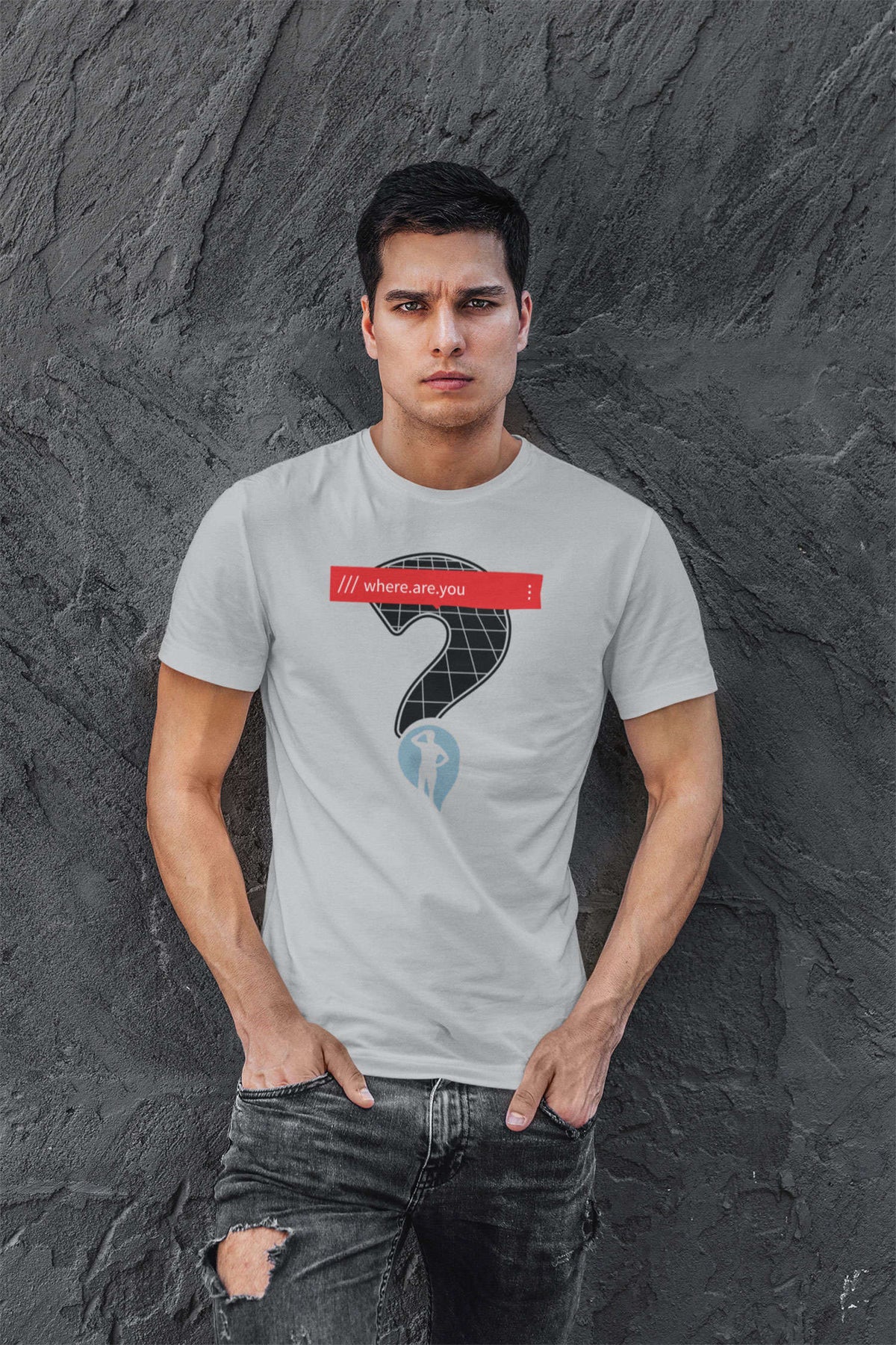 Designs by MyUtopia Shout Out:What3Words App Where Are You Cotton Unisex T-Shirt