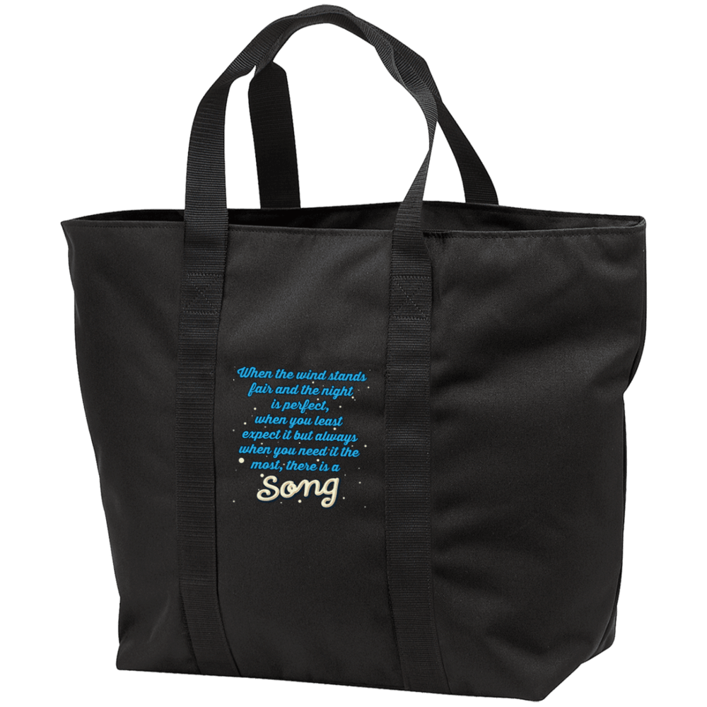 Designs by MyUtopia Shout Out:When you Need it the Most There Is A Song Embroidered All Purpose Tote Bag,Black/Black / One Size,Bags