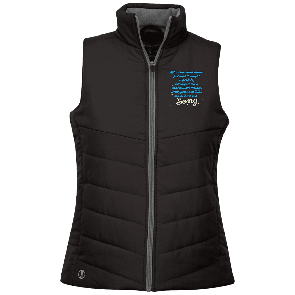 Designs by MyUtopia Shout Out:When you Need it the Most There Is A Song Embroidered Ladies' Quilted Vest,X-Small / Black,Jackets