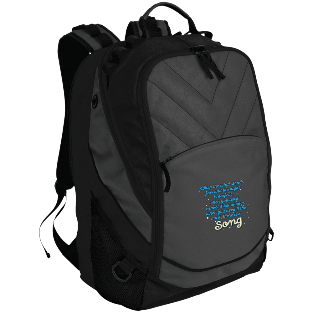 Designs by MyUtopia Shout Out:When you Need it the Most There Is A Song Embroidered Laptop Computer Backpack,Dark Charcoal/Black / One Size,Bags