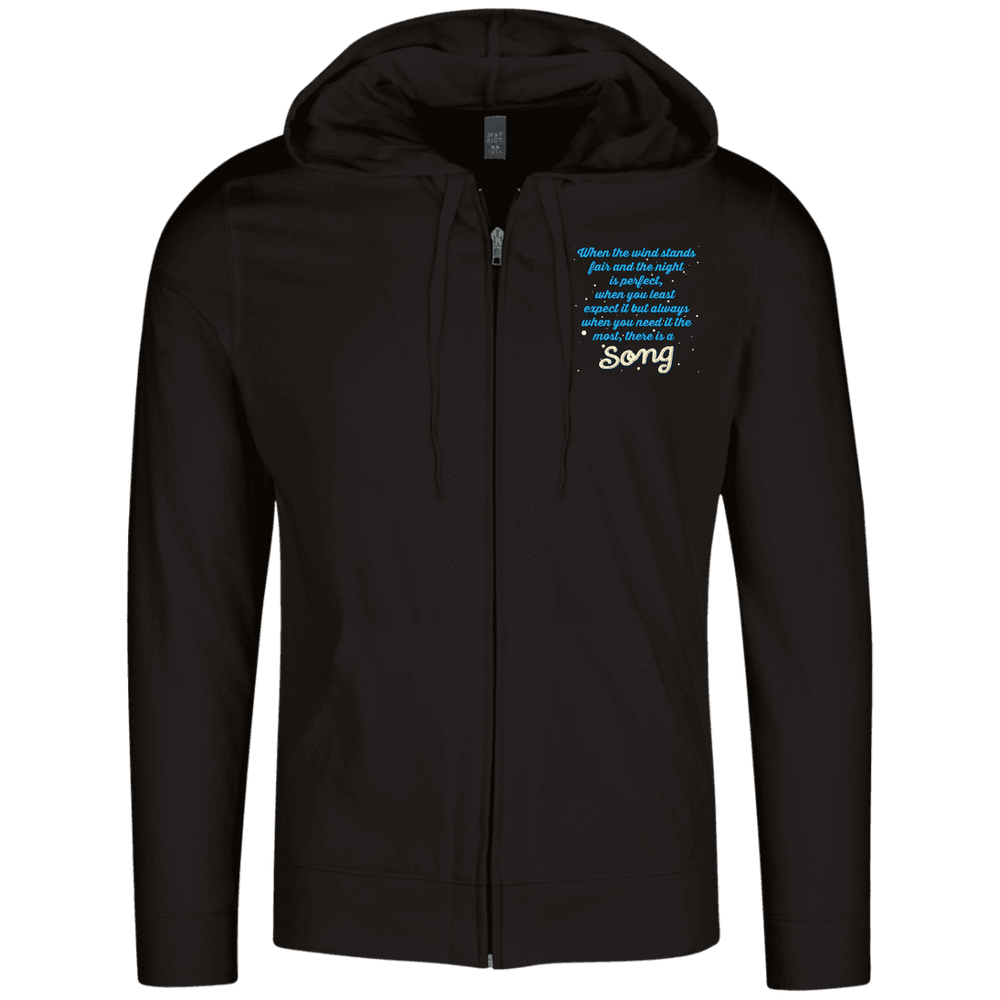 Designs by MyUtopia Shout Out:When you Need it the Most There Is A Song Embroidered Lightweight Full Zip Hoodie,X-Small / Black,Sweatshirts