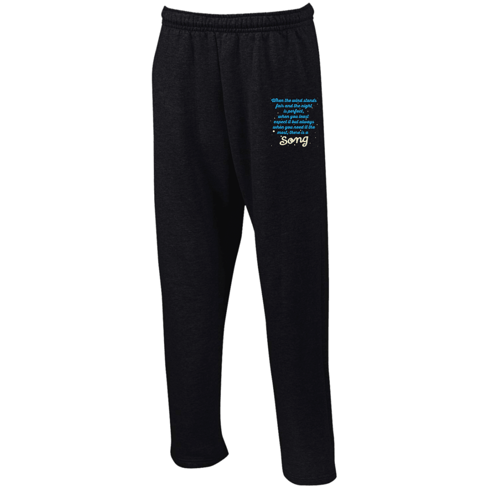 Designs by MyUtopia Shout Out:When you Need it the Most There Is A Song Embroidered Open Bottom Sweatpants with Pockets,S / Black,Pants