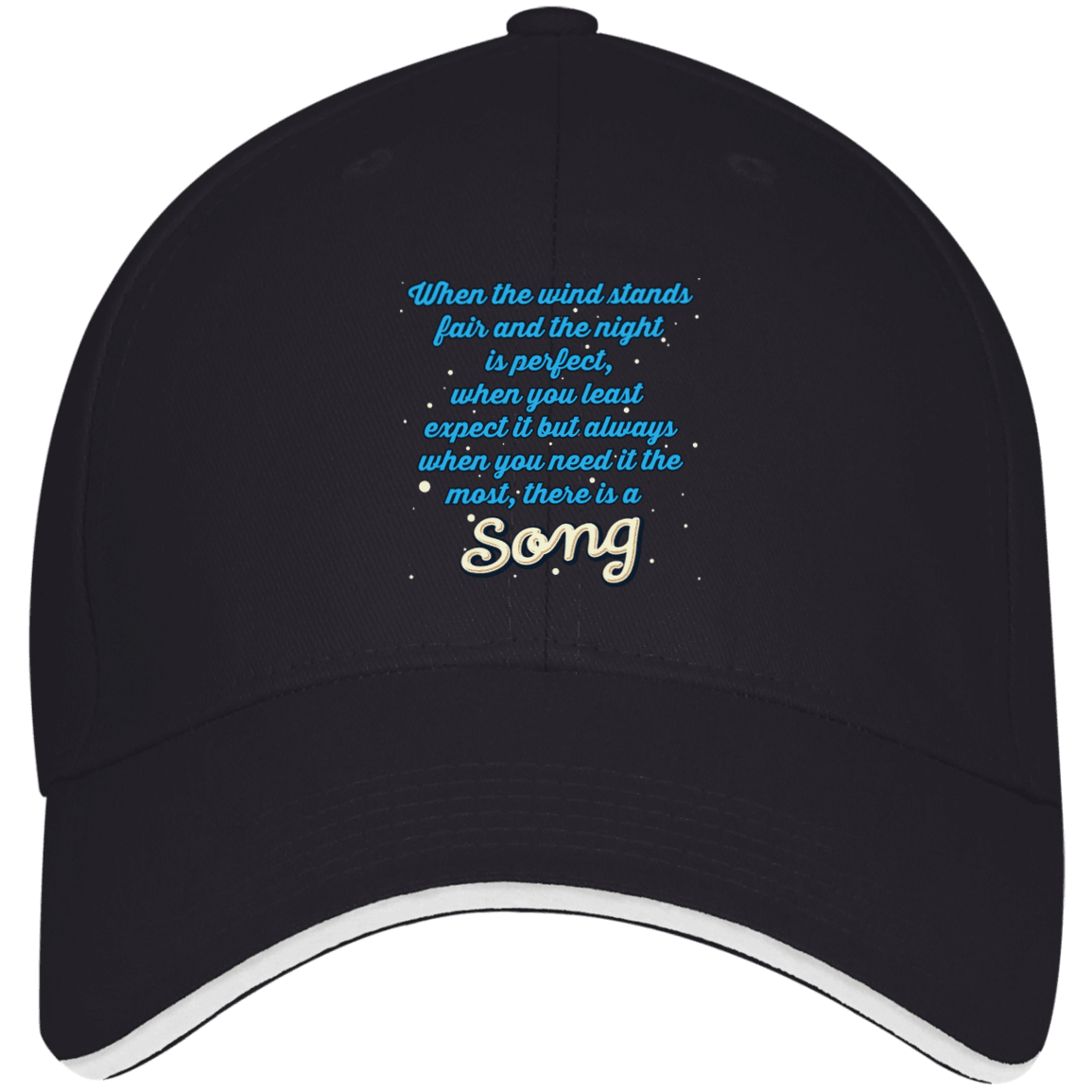 Designs by MyUtopia Shout Out:When you Need it the Most There Is A Song Embroidered Twill Cap With Sandwich Visor,Navy/White / One Size,Hats