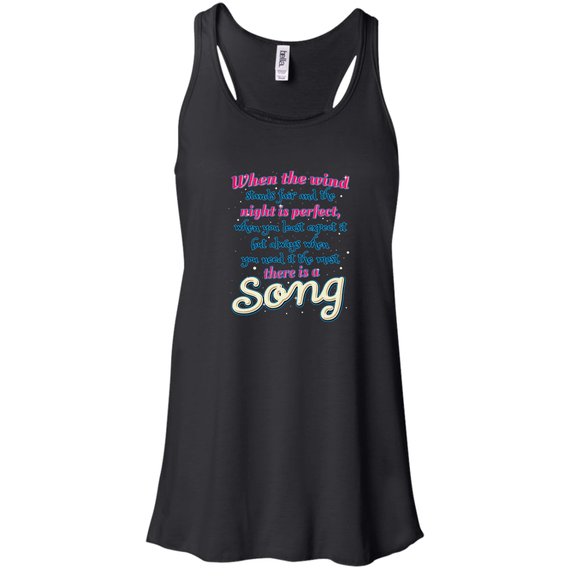 Designs by MyUtopia Shout Out:When you Need it the Most There Is A Song Flowy Racerback Tank - Black,X-Small / Black,Tank Tops