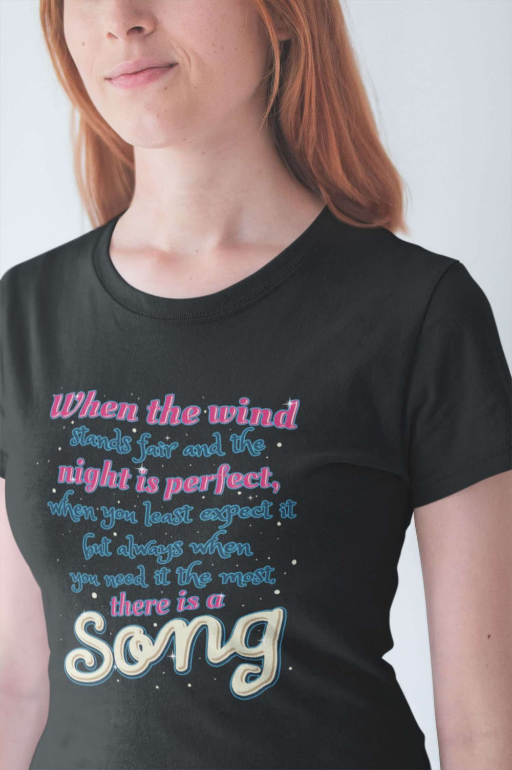 Designs by MyUtopia Shout Out:When you Need it the Most There Is A Song Ladies' 100% Cotton T-Shirt,Black / X-Small,Ladies T-Shirts