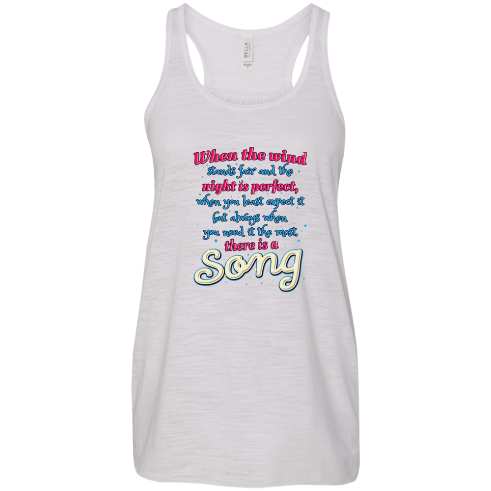 Designs by MyUtopia Shout Out:When you Need it the Most There Is A Song Ladies Flowy Racer-back Tank Top,X-Small / Vintage White,Tank Tops