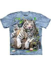 Load image into Gallery viewer, Designs by MyUtopia Shout Out:White Tigers of Bengal Wearable Art T-Shirt by The Mountain,Blue / Small,Adult Unisex T-Shirt
