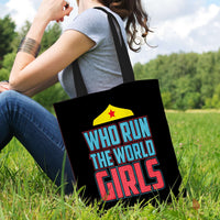 Load image into Gallery viewer, Designs by MyUtopia Shout Out:Who Run The World Girls Fabric Totebag Reusable Shopping Tote
