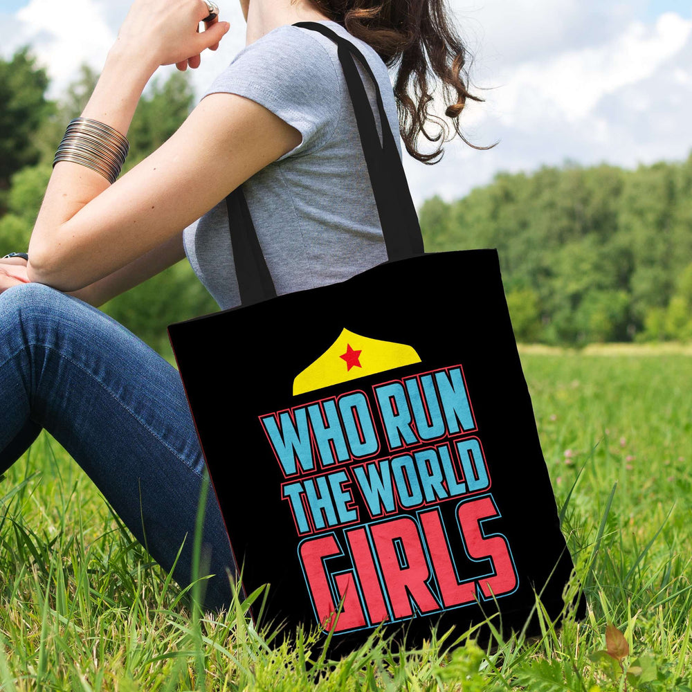 Designs by MyUtopia Shout Out:Who Run The World Girls Fabric Totebag Reusable Shopping Tote