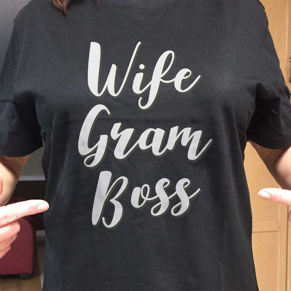 Designs by MyUtopia Shout Out:Wife Gram Boss Adult Unisex Cotton Short Sleeve T-Shirt