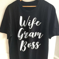 Load image into Gallery viewer, Designs by MyUtopia Shout Out:Wife Gram Boss Adult Unisex Cotton Short Sleeve T-Shirt,S / Black,Adult Unisex T-Shirt
