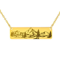 Load image into Gallery viewer, Designs by MyUtopia Shout Out:Wilderness Scene Engraved Personalized Horizontal Bar Necklace,18K Gold Over Stainless Steel / No,Necklace
