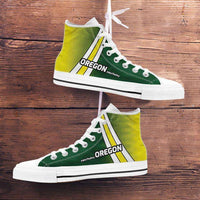 Load image into Gallery viewer, Designs by MyUtopia Shout Out:#WinTheDay Oregon Canvas High Top Shoes,Men&#39;s / Mens US 5 (EU38) / Green/Yellow,High Top Sneakers
