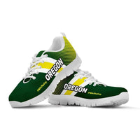 Load image into Gallery viewer, Designs by MyUtopia Shout Out:#WinTheDay Oregon Fan Running Shoes,Mens US5 (EU38) / Green/Yellow,Running Shoes

