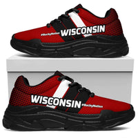 Load image into Gallery viewer, Designs by MyUtopia Shout Out:Wisconsin #BuckyNation Chunky Sneakers,Women&#39;s / Ladies US5.5 (EU36) / Red,Chunky Sneakers

